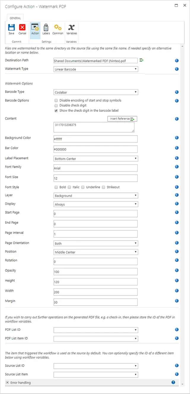 Nintex Workflow - Barcode