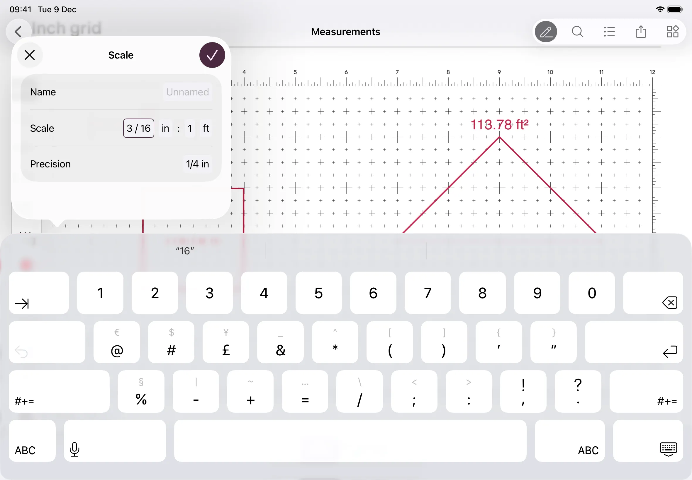 Screenshot fractional scale input on iPad