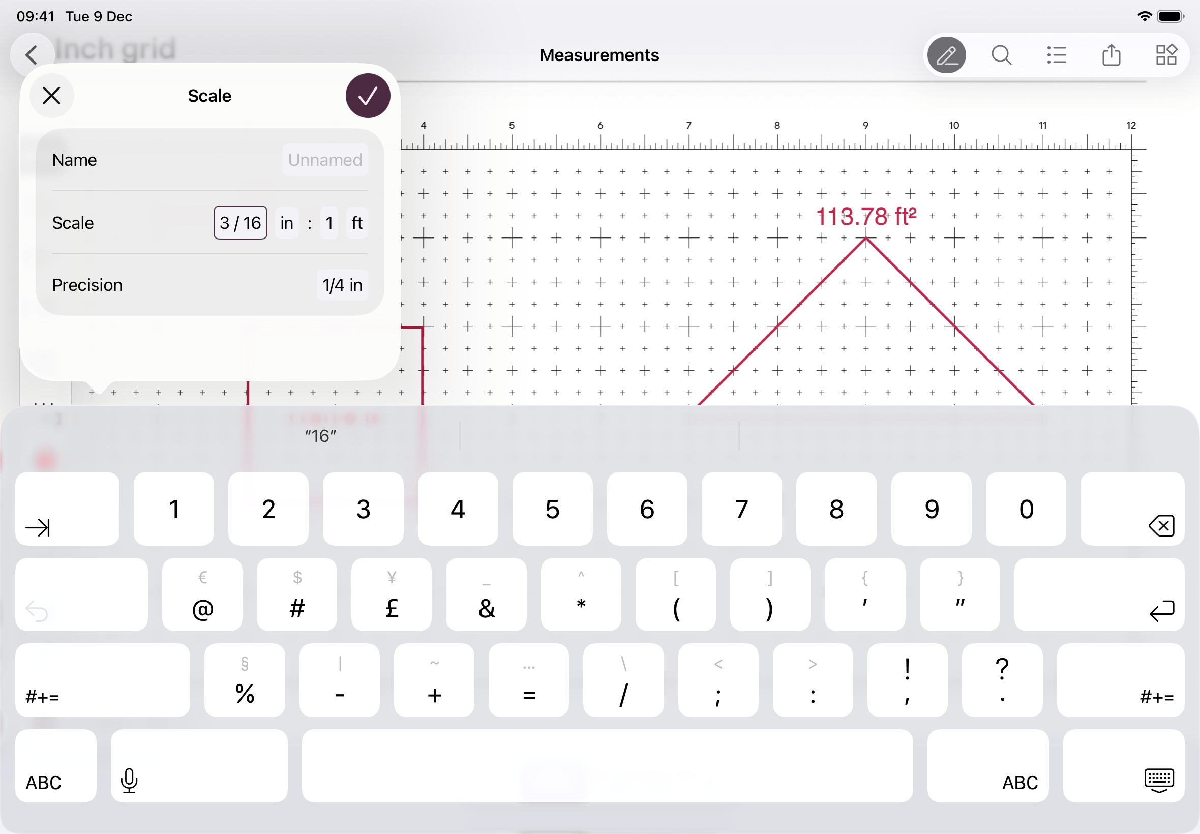 Screenshot fractional scale input on iPad