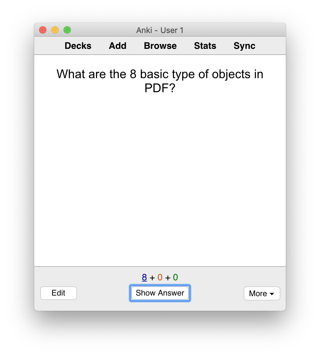 Study of a deck of cards in Anki