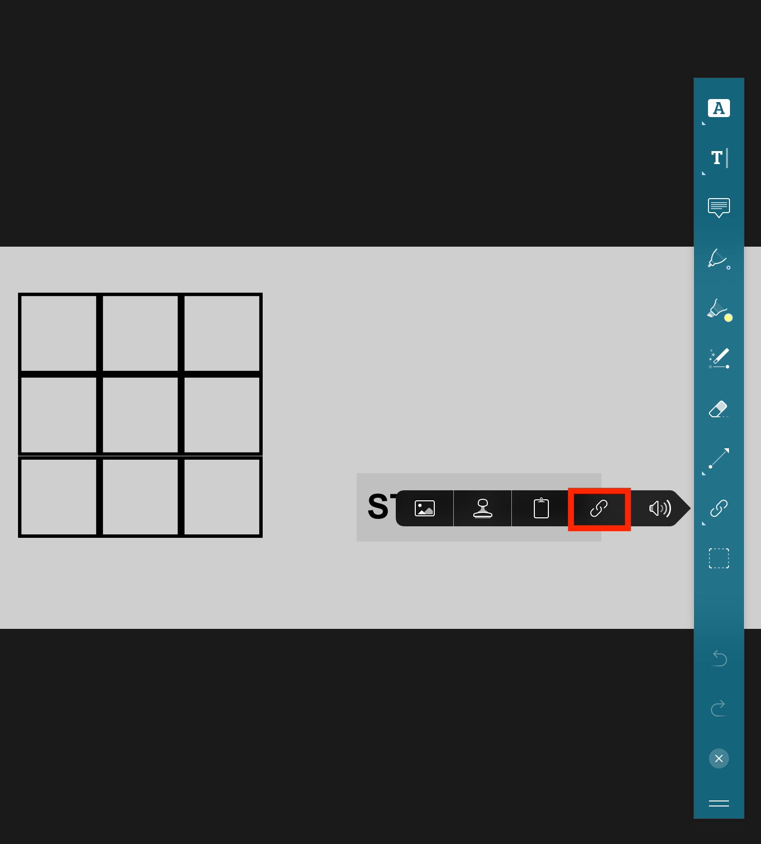 Screenshot showing the link button