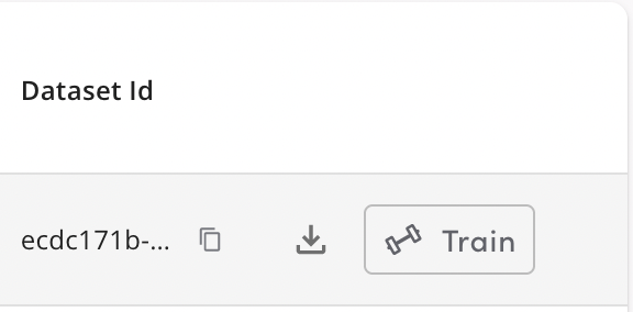 Screenshot of how to train a dataset in AI21 Studio