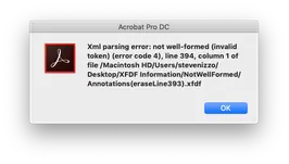 Acrobat error damaged tag
