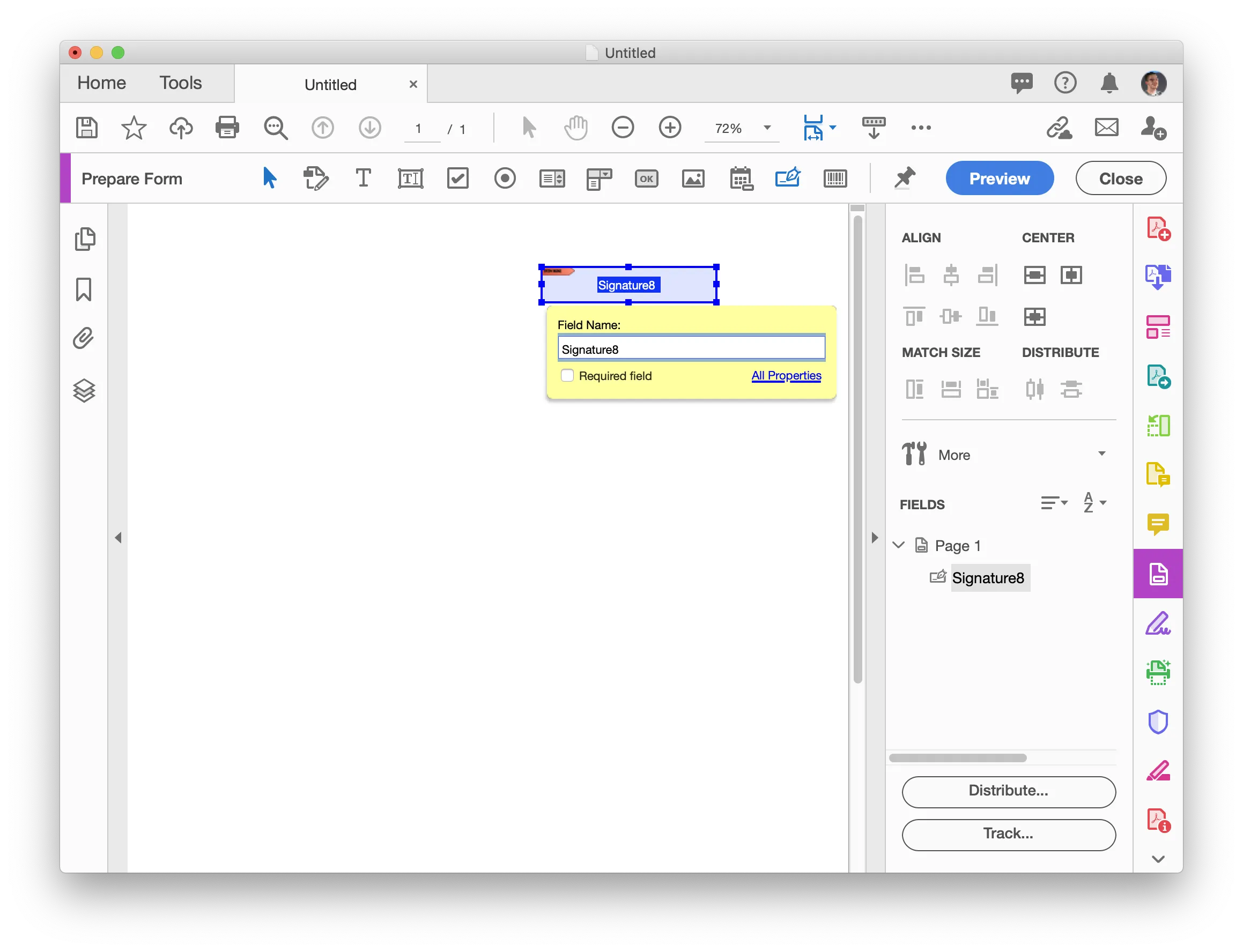 Adobe Acrobat DC Form Toolbar