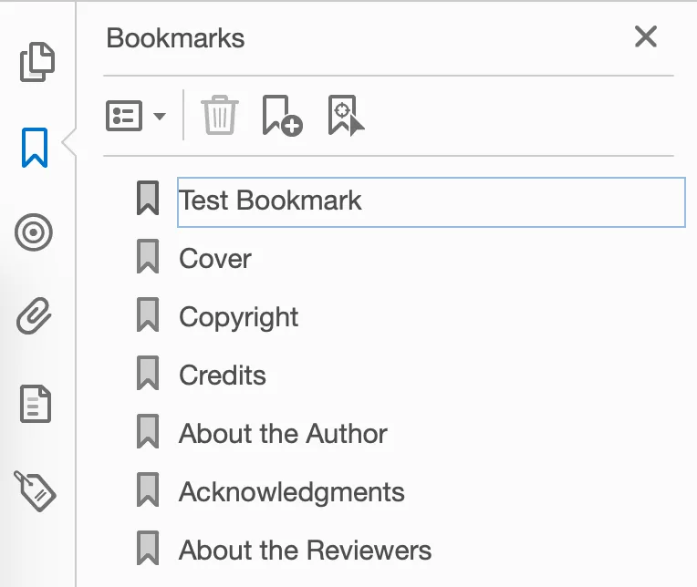 The Bookmarks panel on Acrobat.