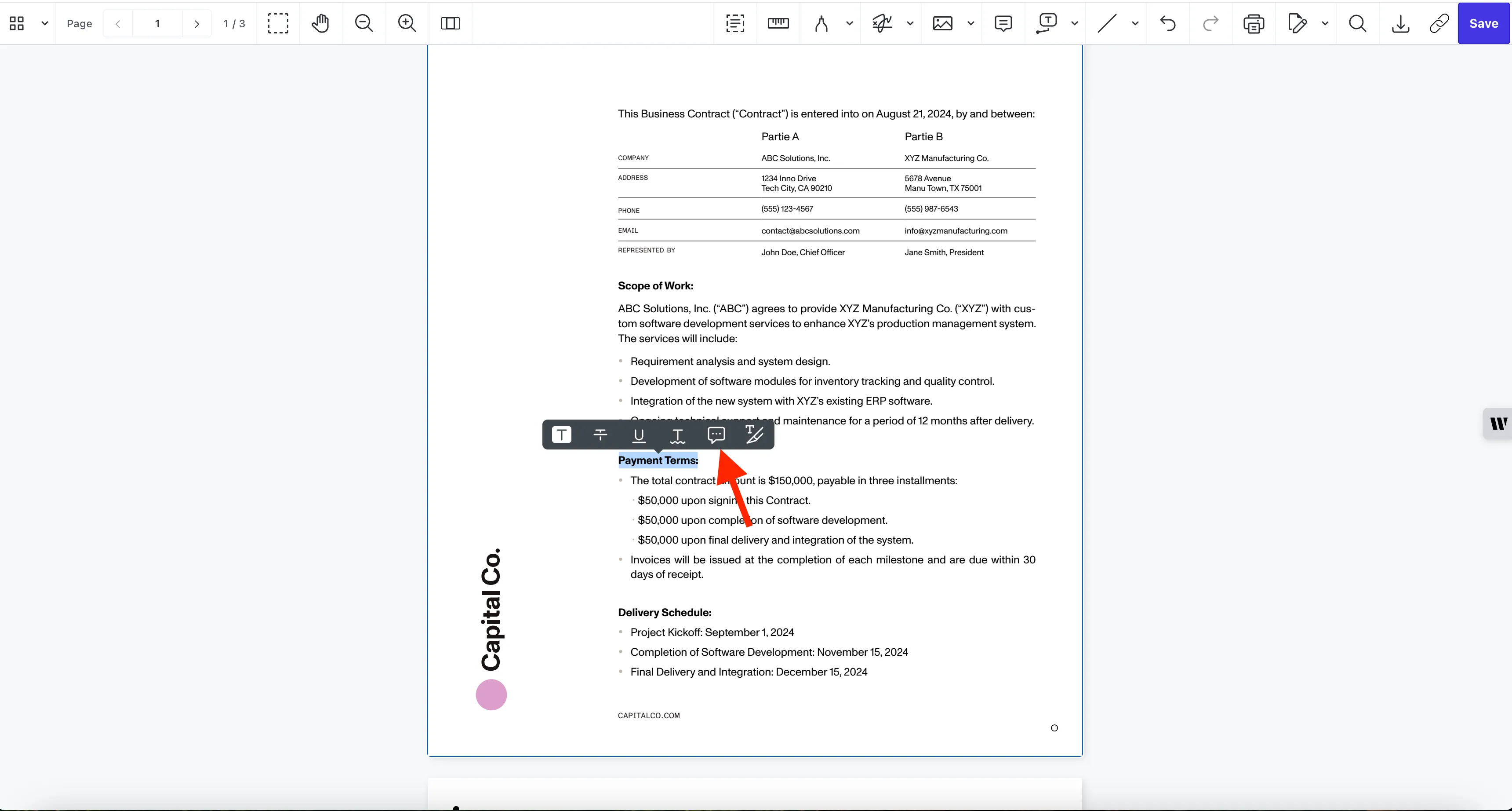 Add comments to PDF