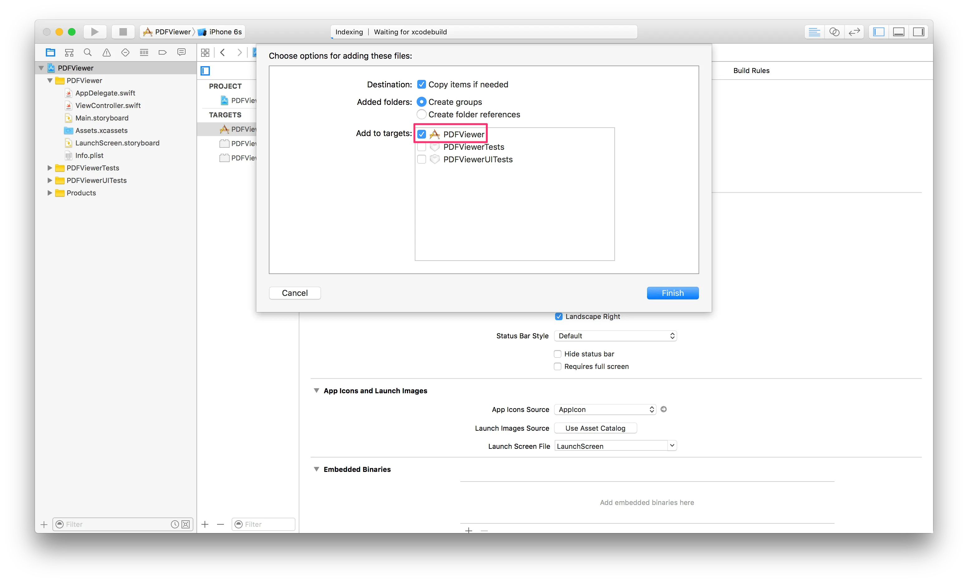 Add PDF to target