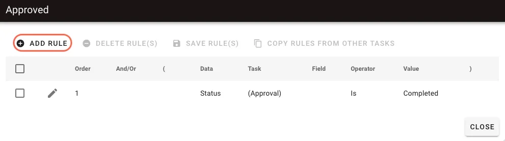 Add rule button