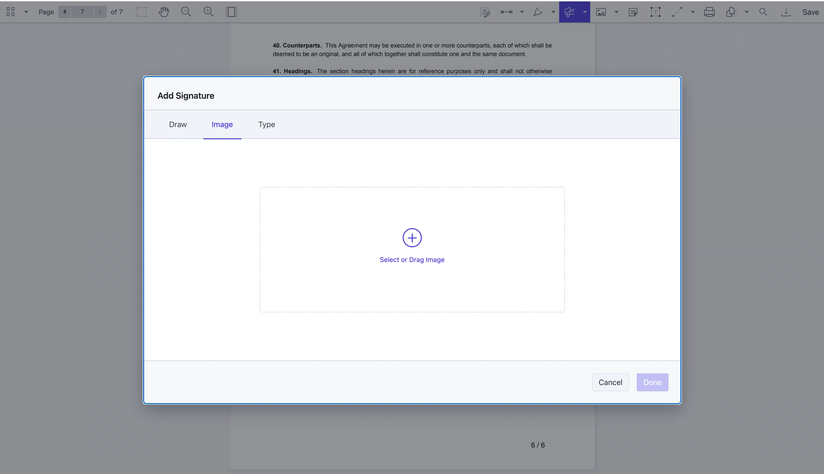 Insert an image of a signature