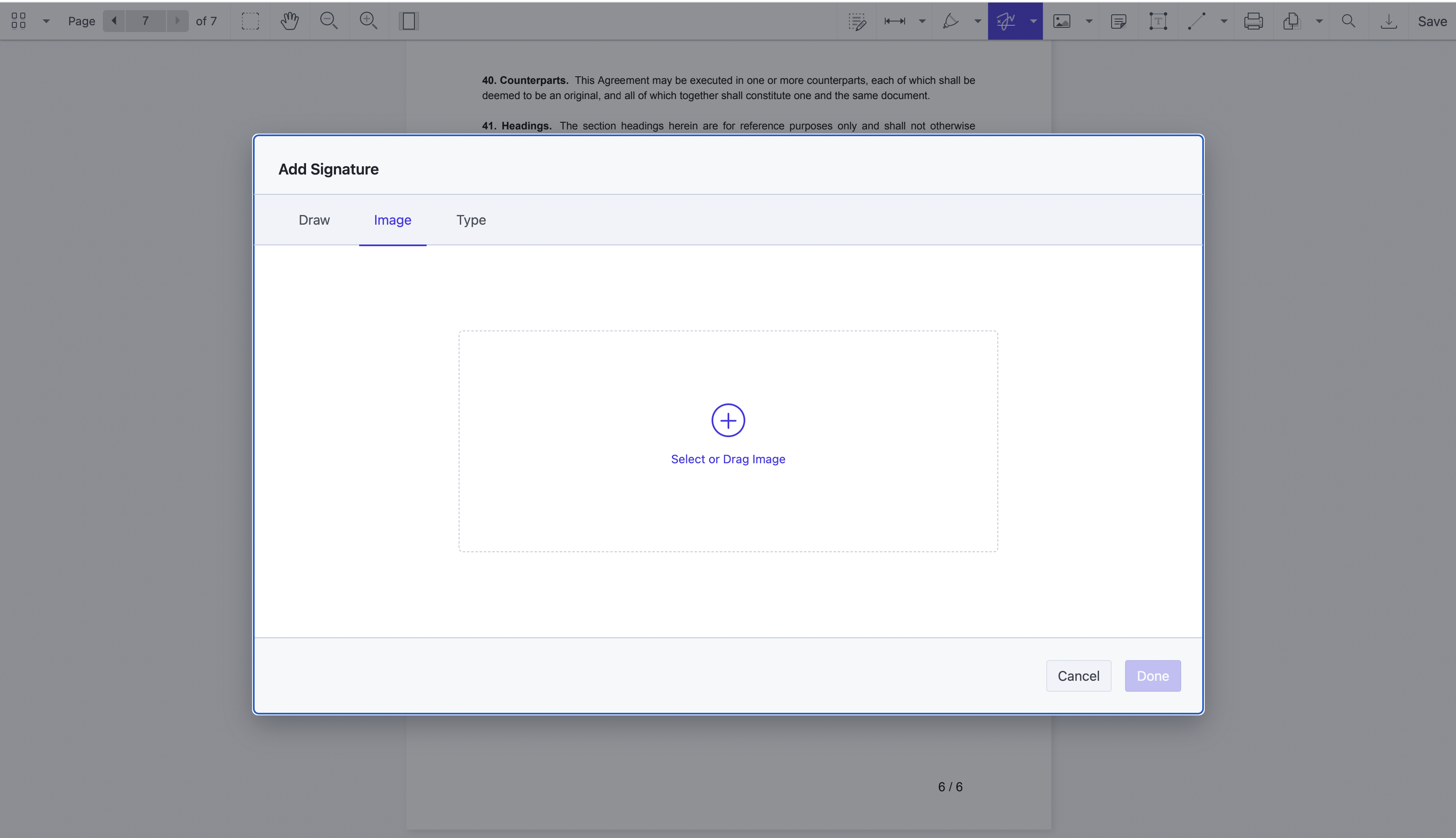 Insert an image of a signature