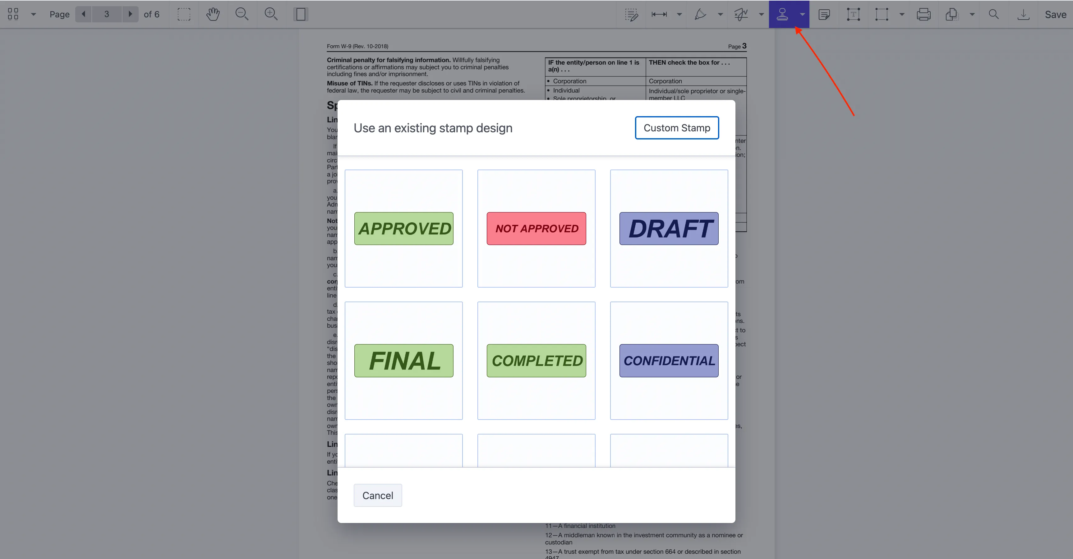 Add stamp to PDF