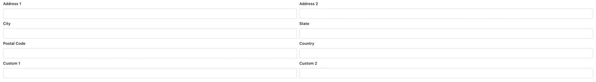 Address information tab for a user profile