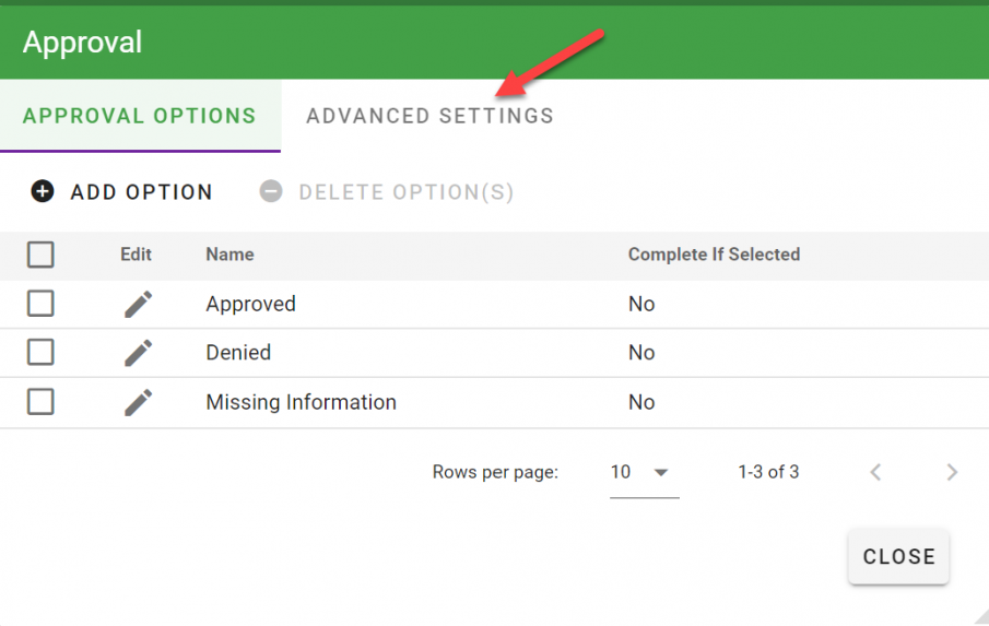Advanced Settings tab in the task configuration dialog