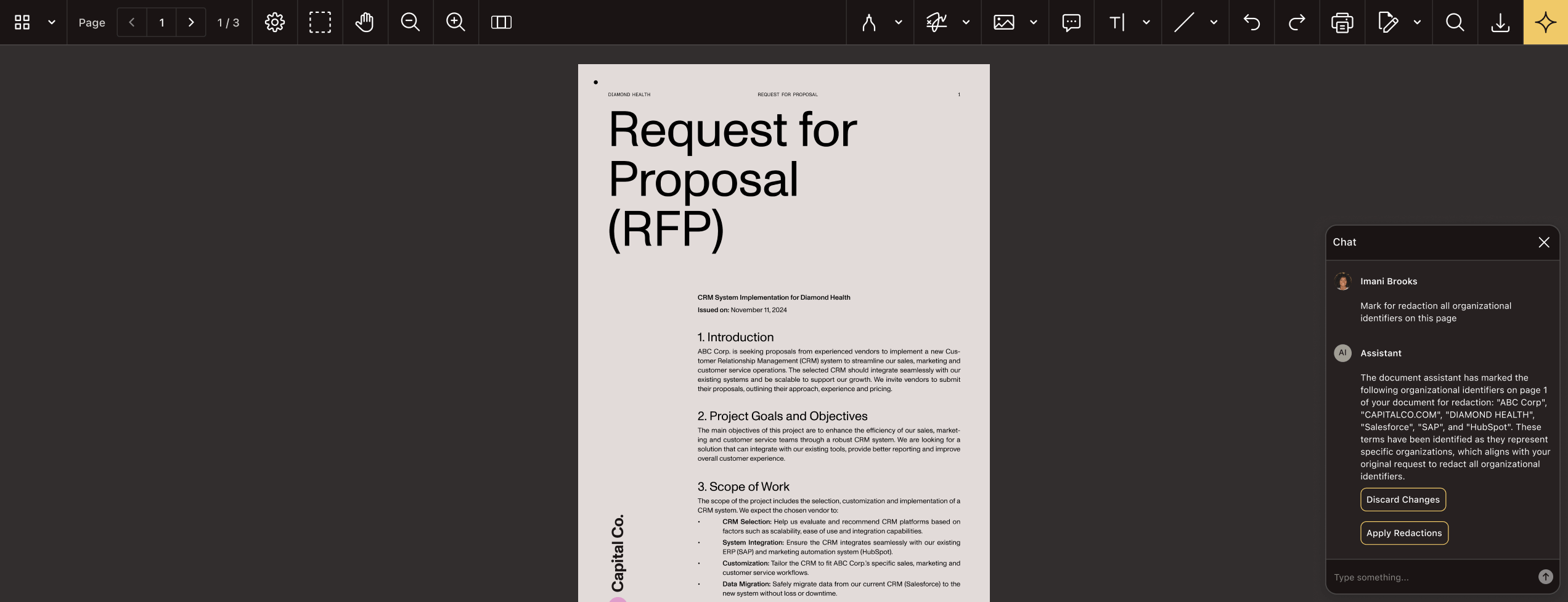 AI Assistant chat interface