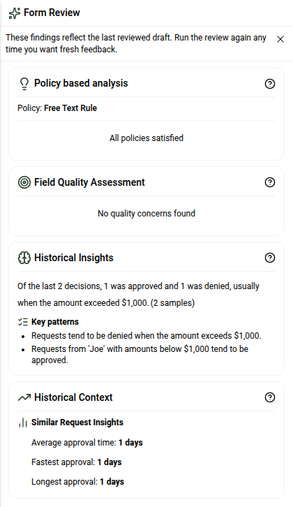 Review panel with all analyzers returning a passing result