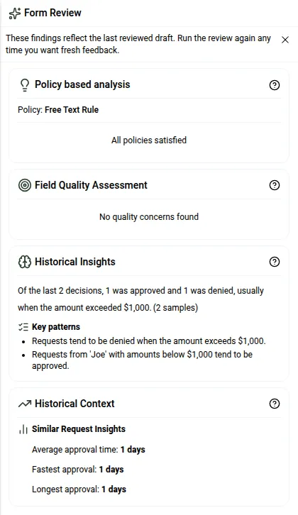 Review panel with all analyzers returning a passing result