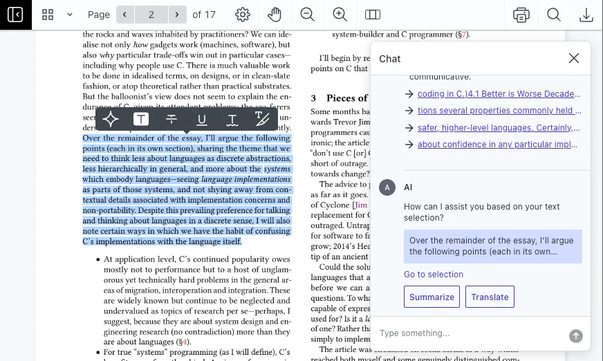 AI Highlight Text Toolbar