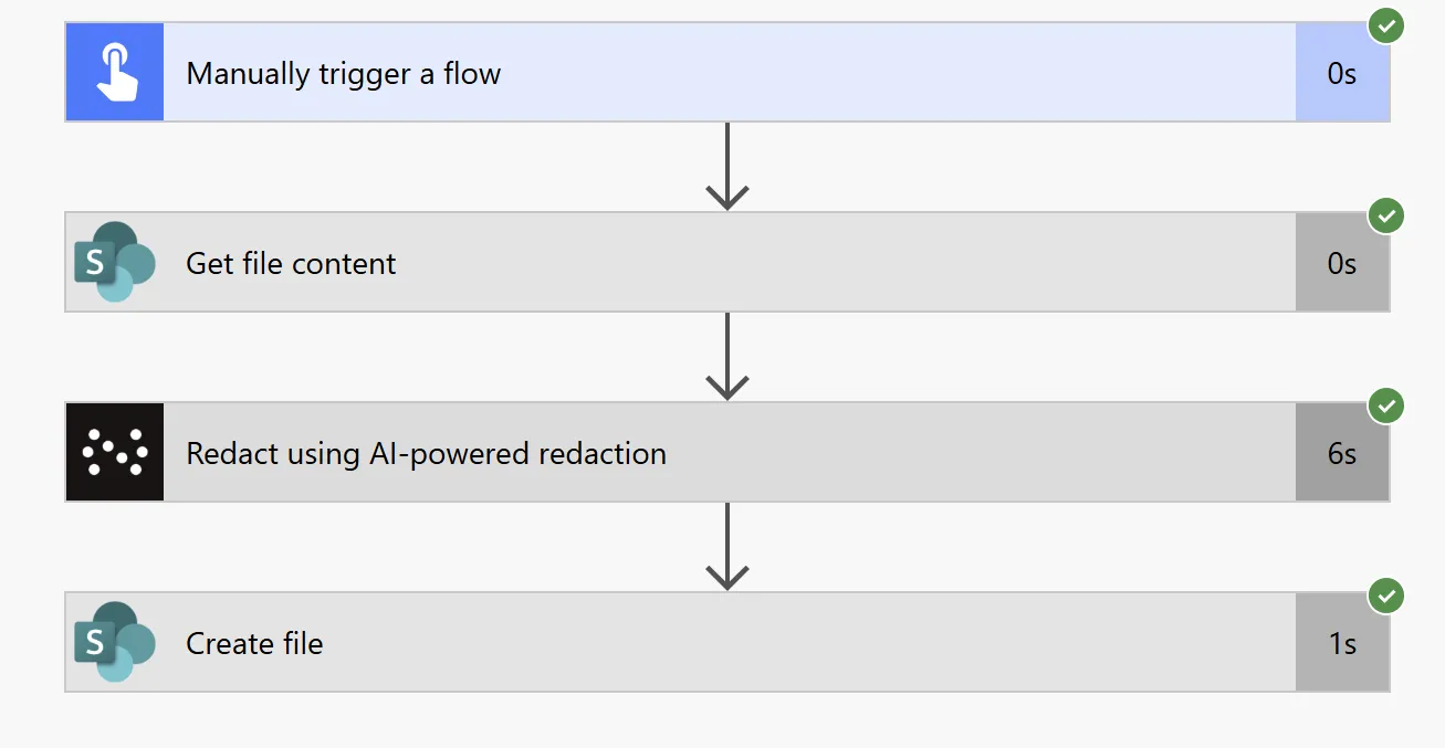 Successful AI redaction flow