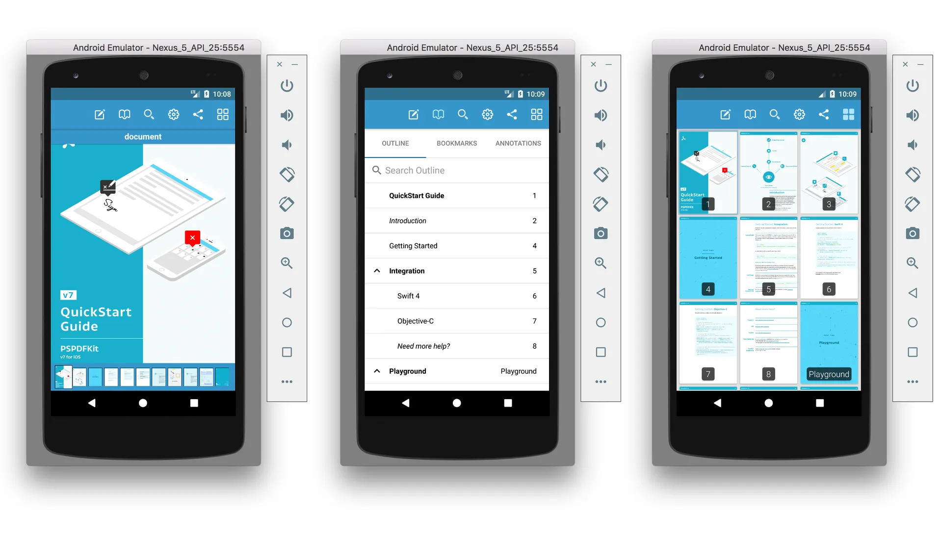 The Nutrient React Native PDF viewer on Android showing annotations and toolbar