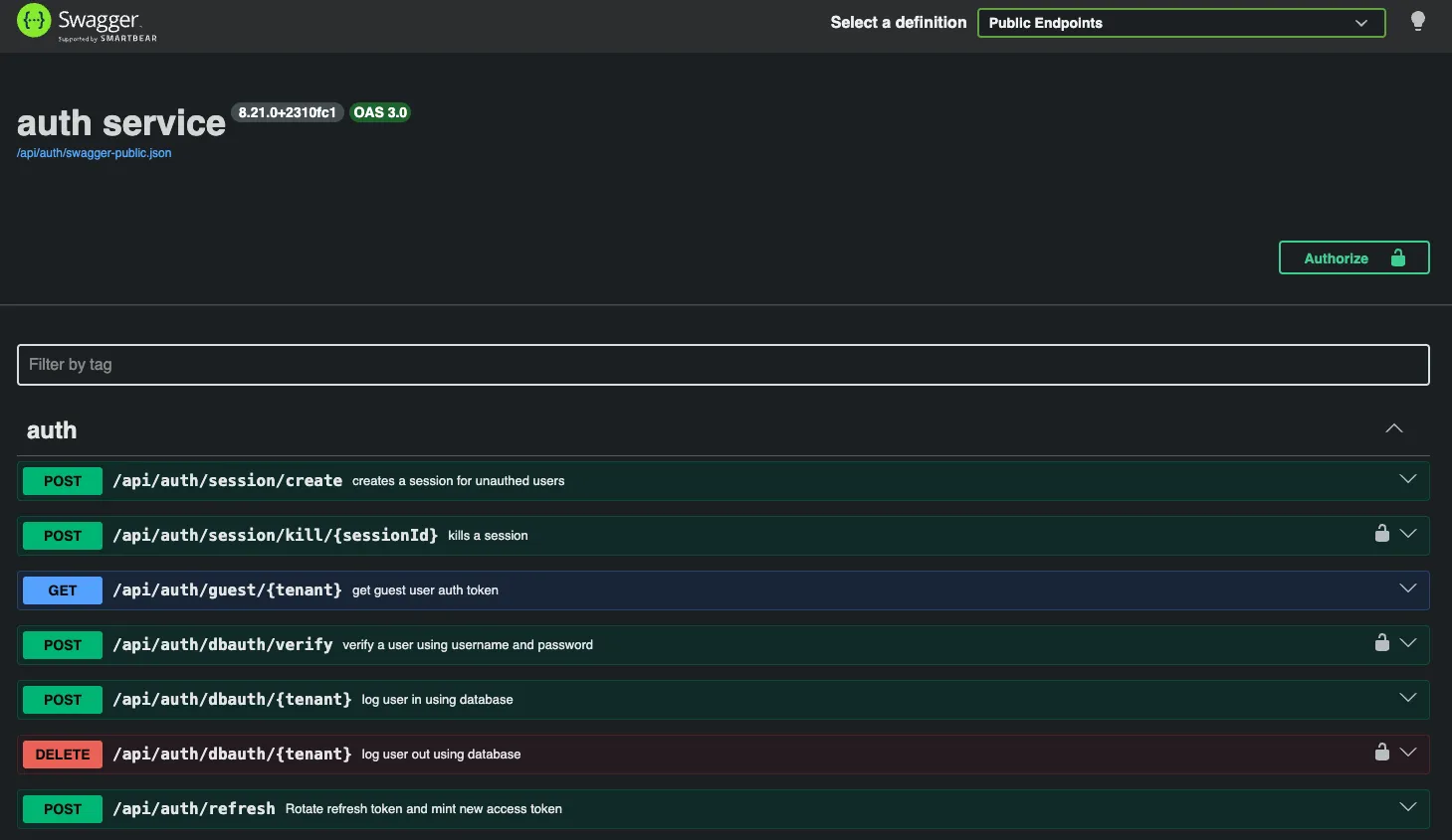 API documentation page
