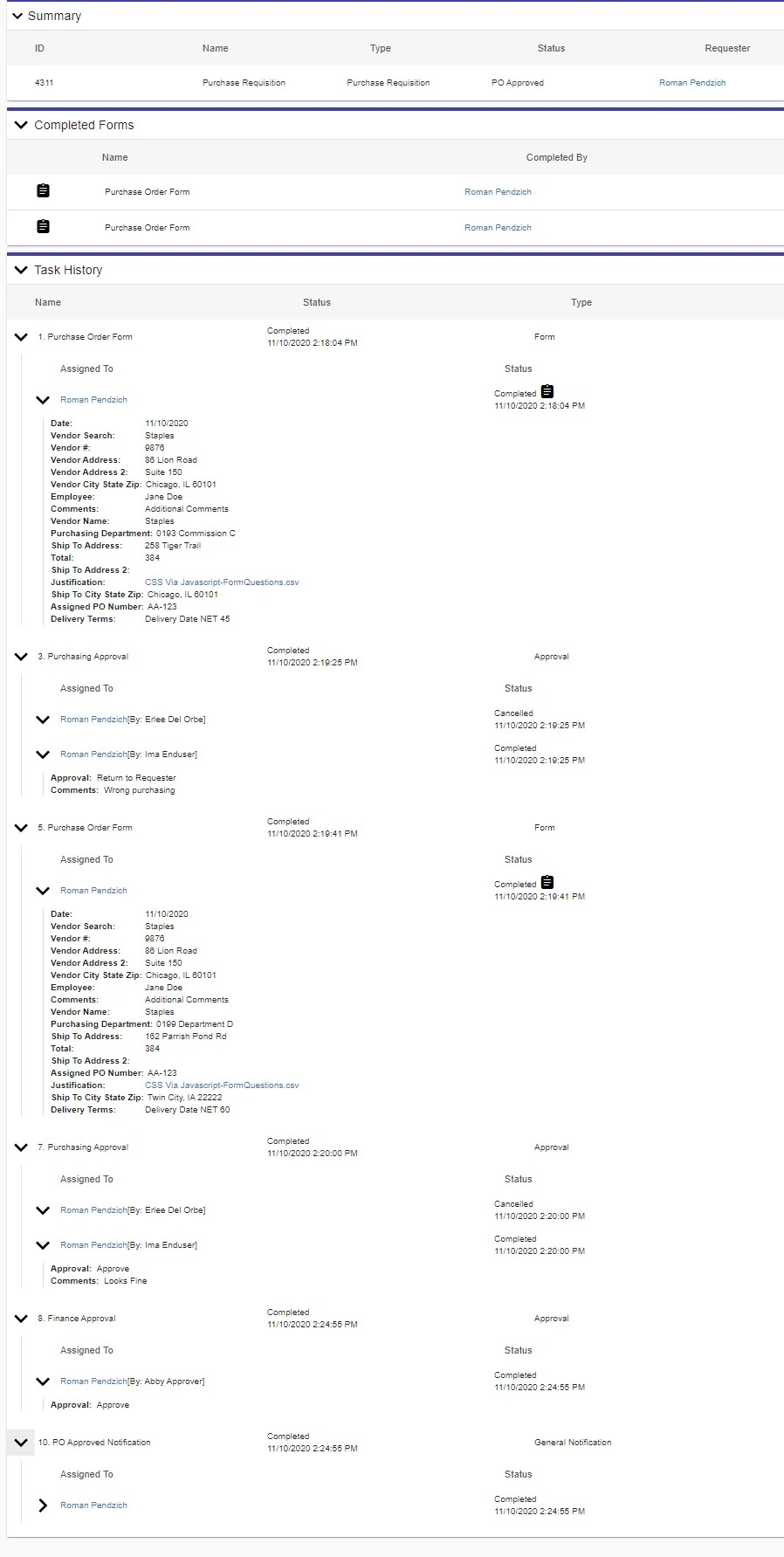 approval tracking audit detail