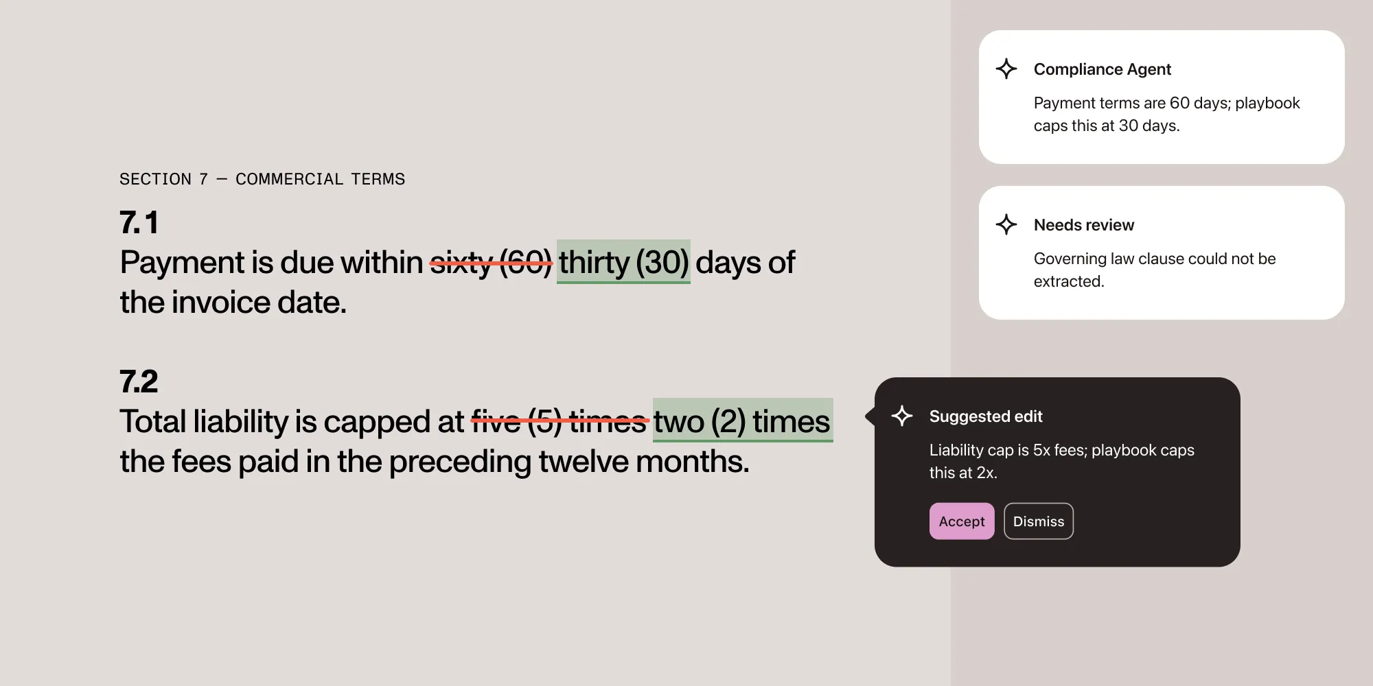 AI contract redlining against a compliance playbook