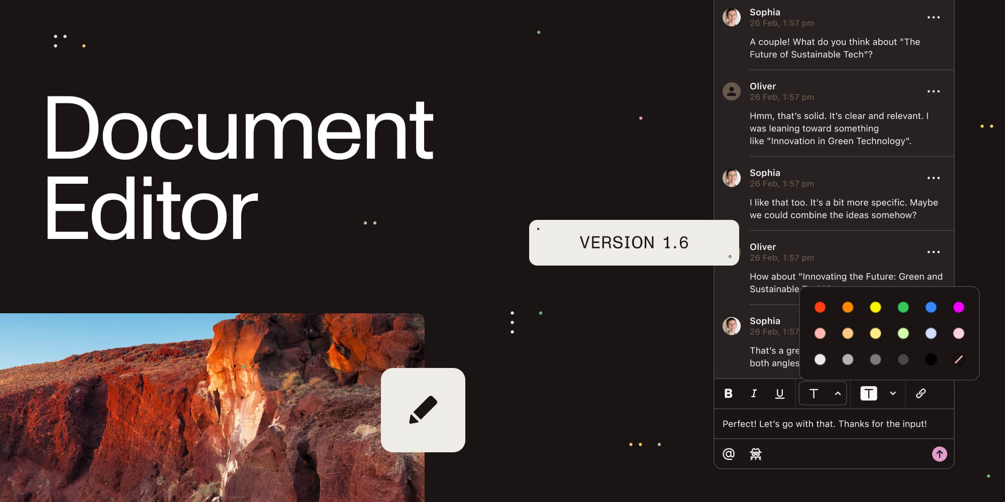 Featured image for article: Introducing Document Editor v1.6: Enhanced collaboration and security