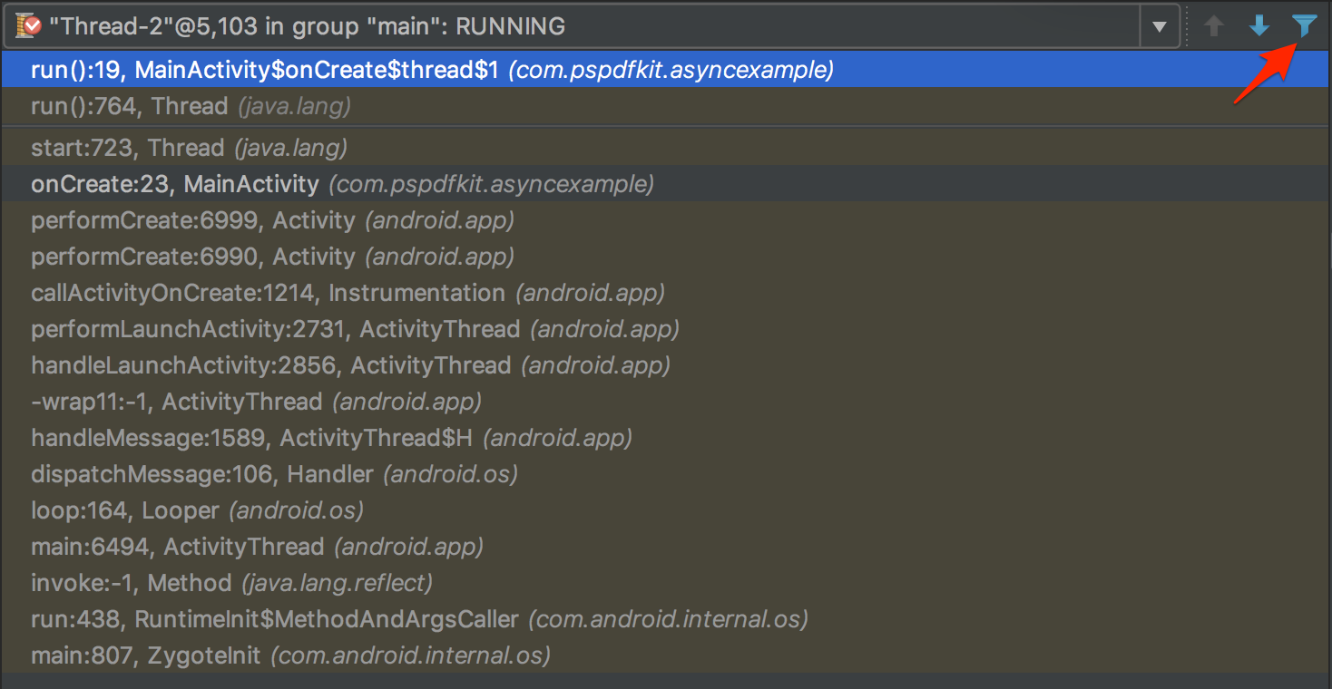 Async stacktrace preferences result