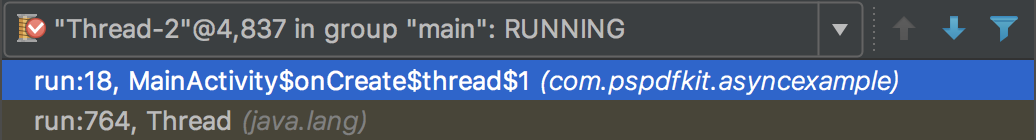 Async stacktrace inside a thread
