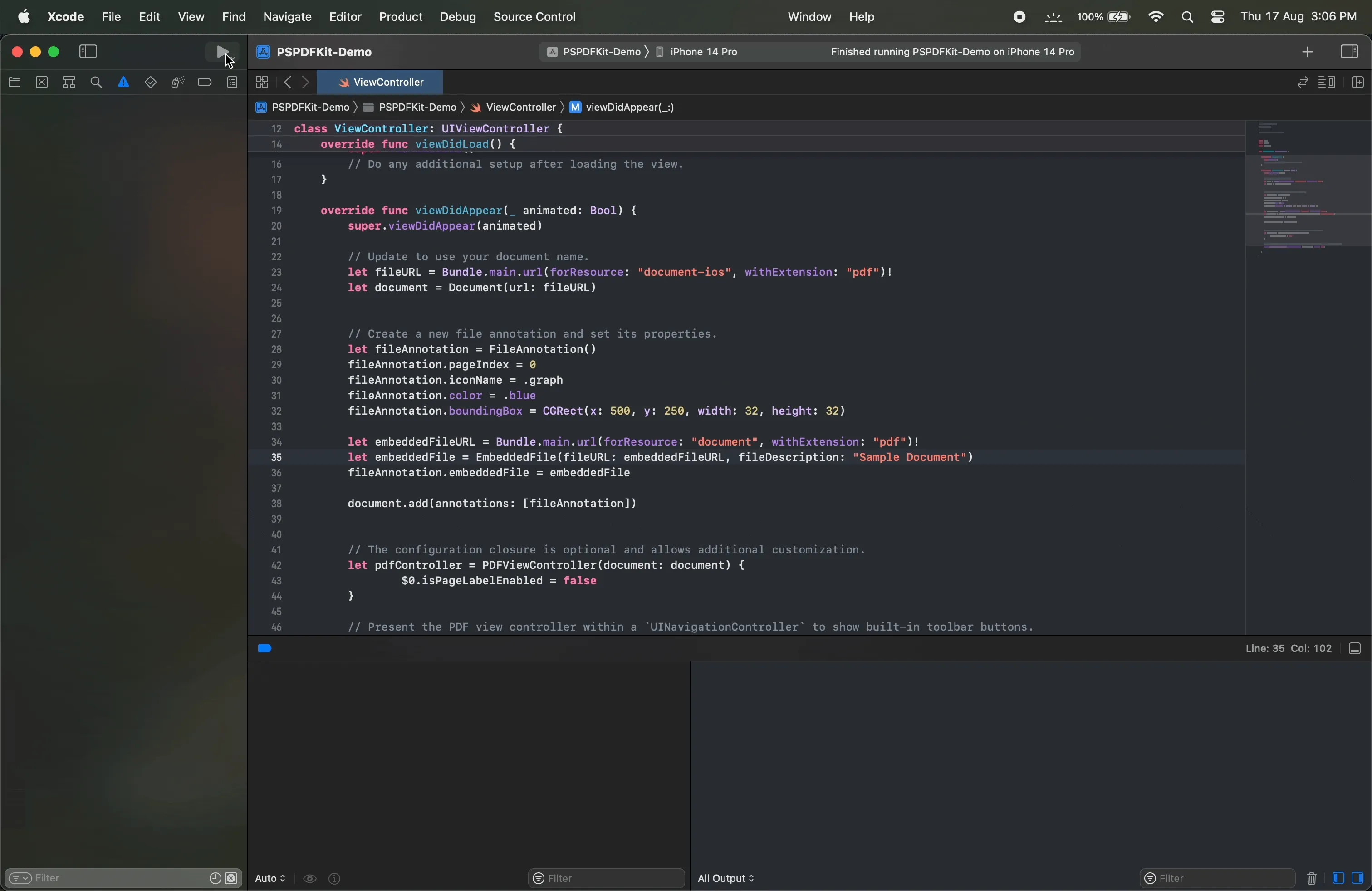 gif showing the working example on a simulator
