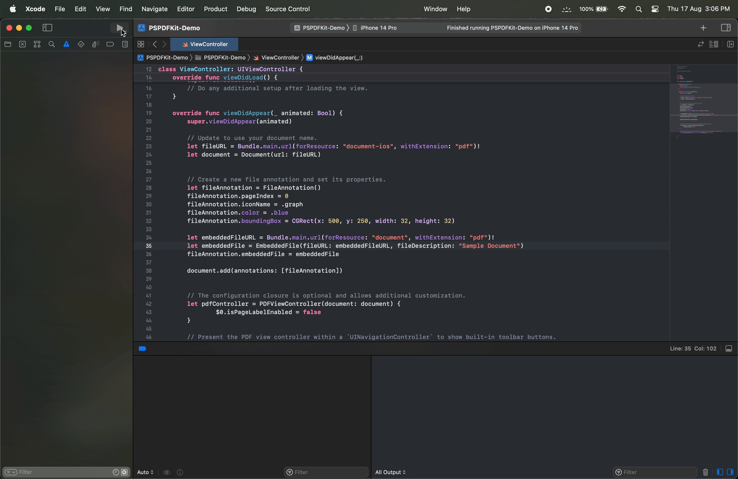 gif showing the working example on a simulator