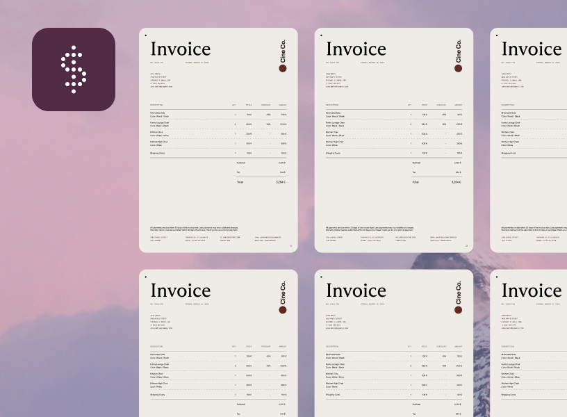 Images of six invoice documents