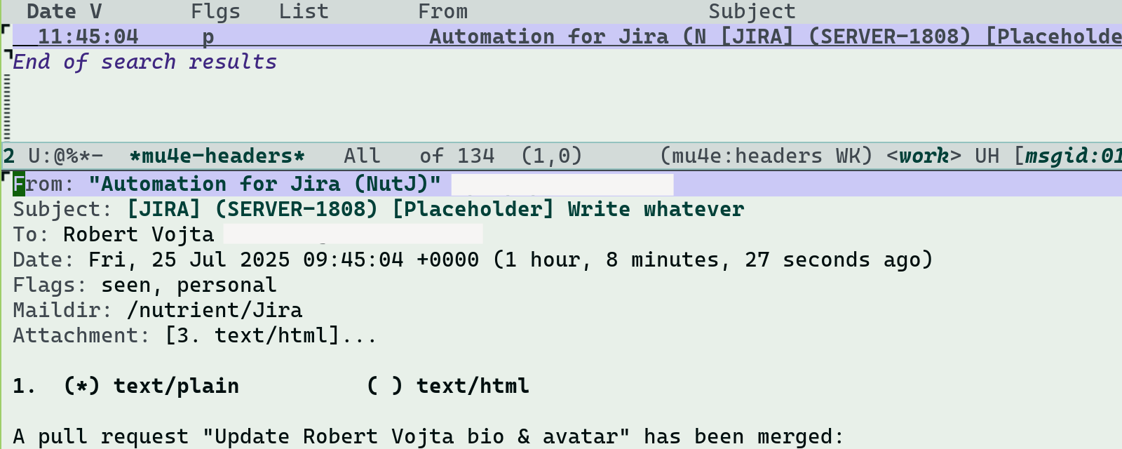 original email message