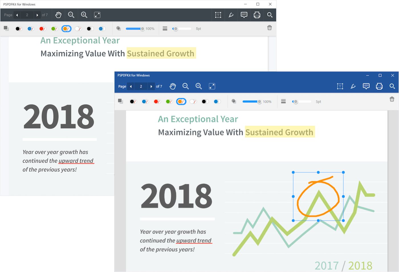 PSPDFKit for Web before and after theming