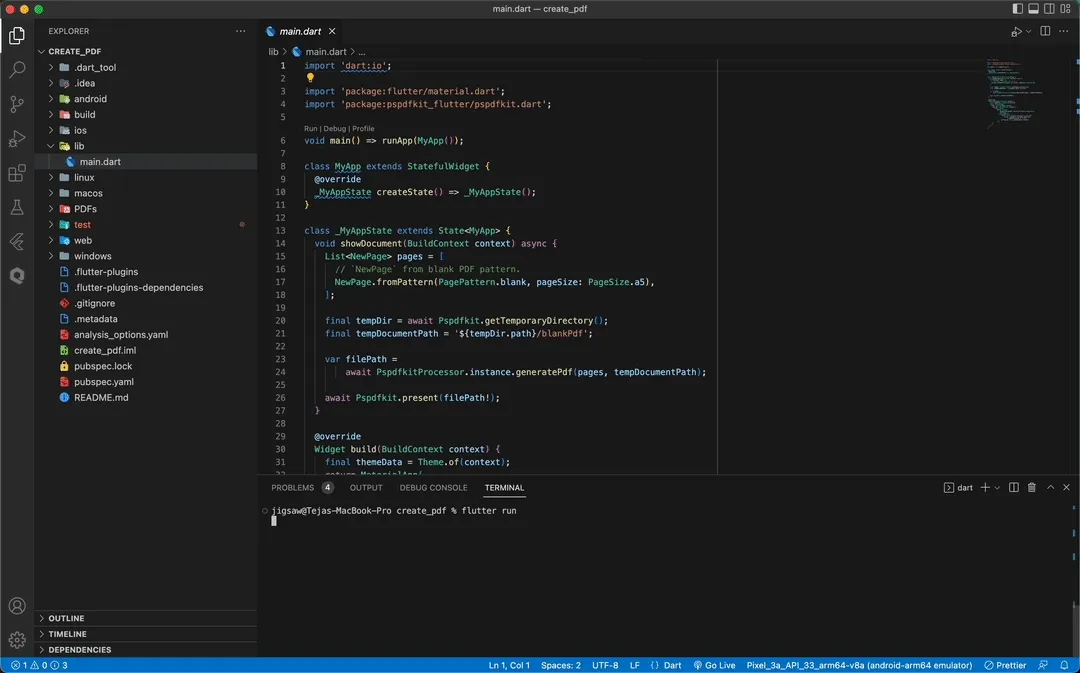GIF showing the flutter run result with Android