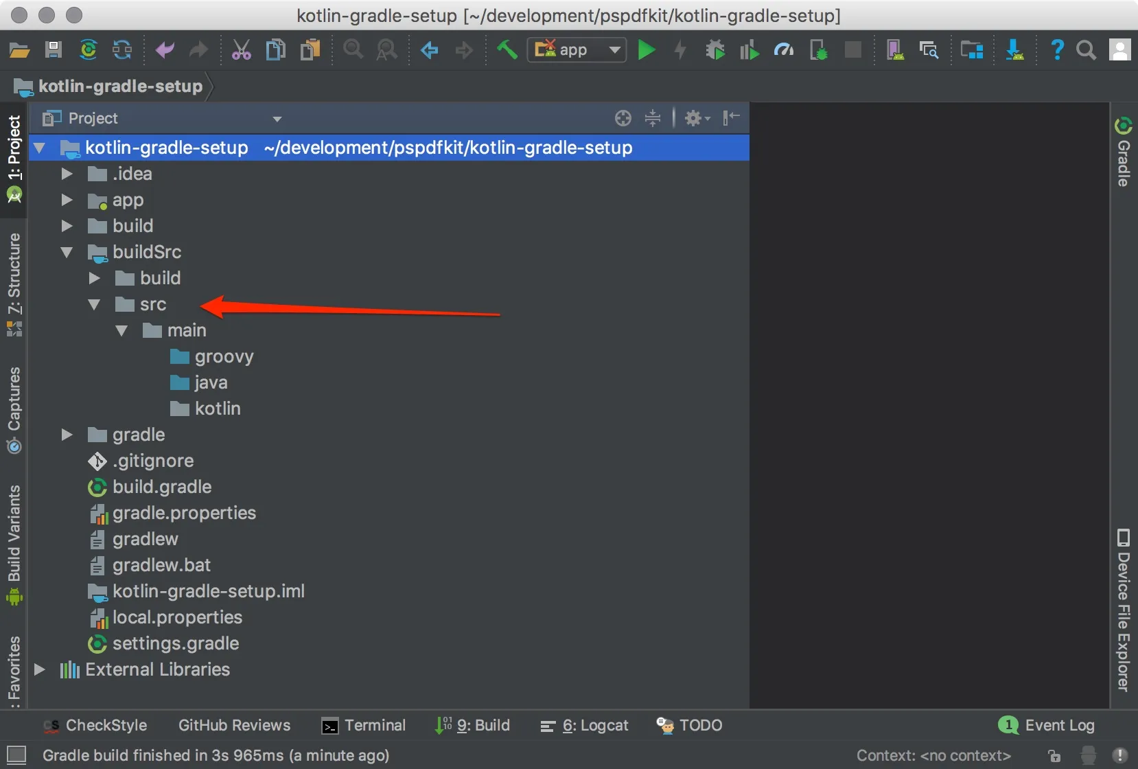 Default source sets in the buildSrc module