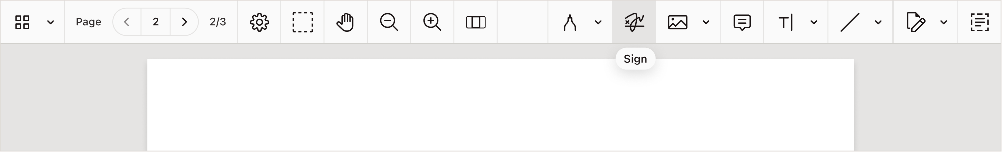 Screenshot of Nutrient Web SDK toolbar with the sign button highlighted.
