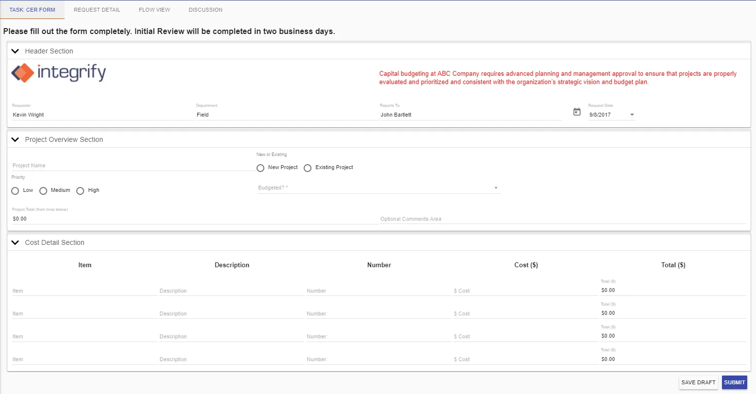 capex request form