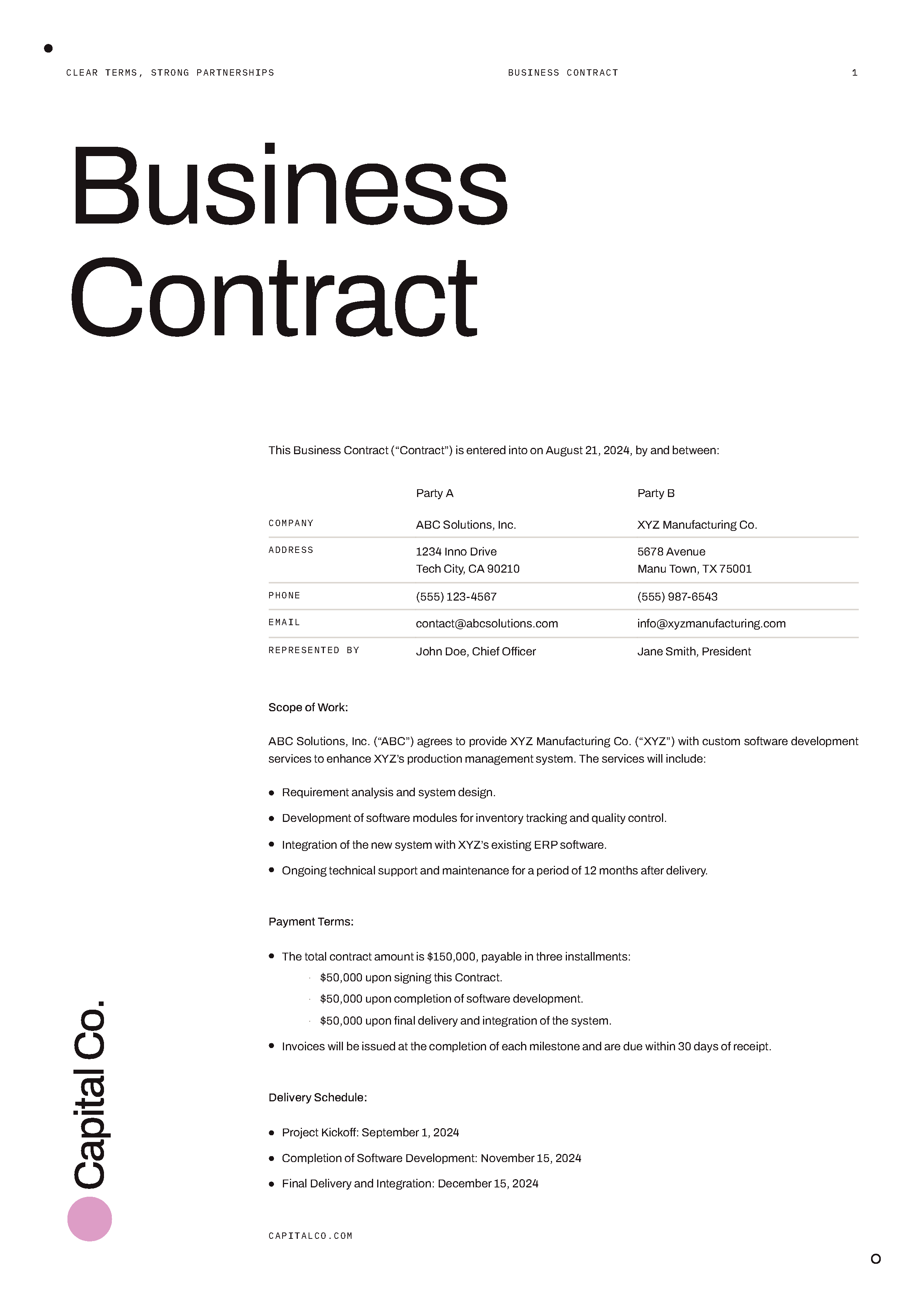 Contract template