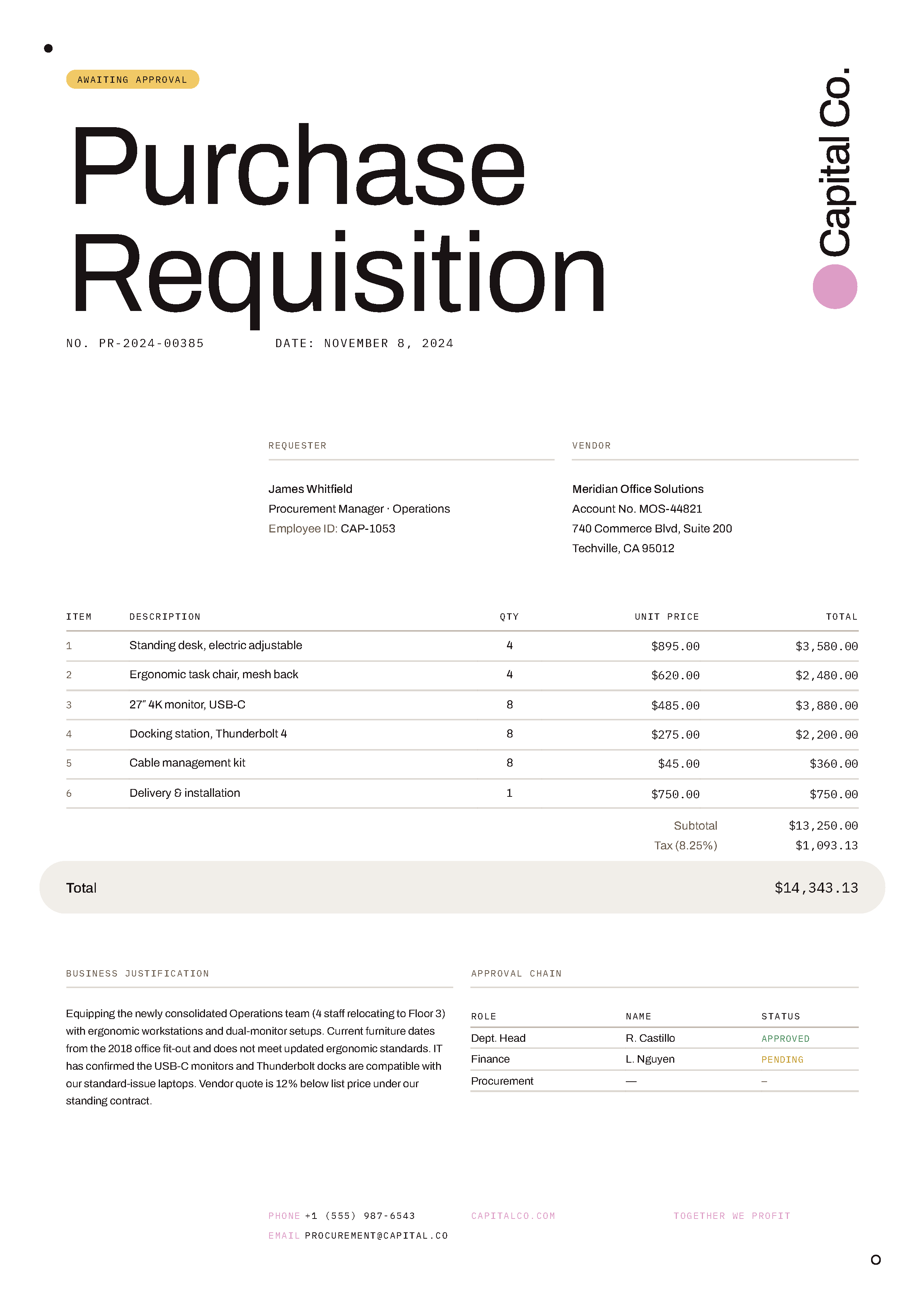 Purchase order template