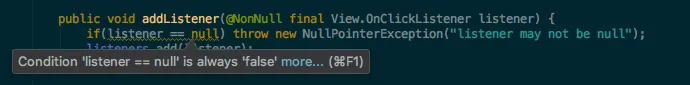 Warning for checking @NonNull parameters