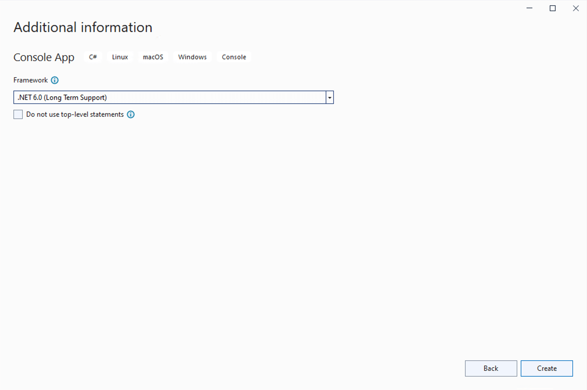 Select project framework target