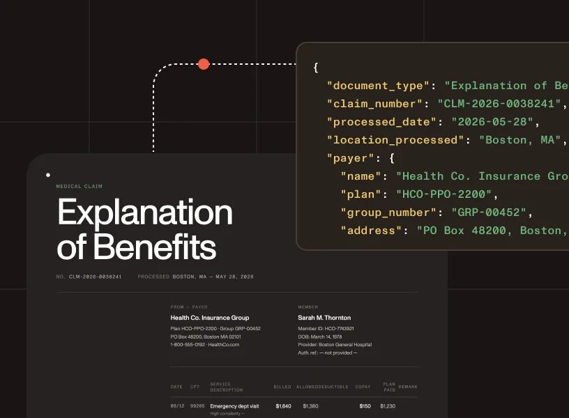 EOB and claims document extraction