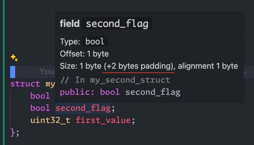 clangd showing padding