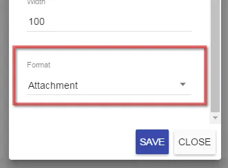 Report column formatted as Attachment, showing a link to the attached file