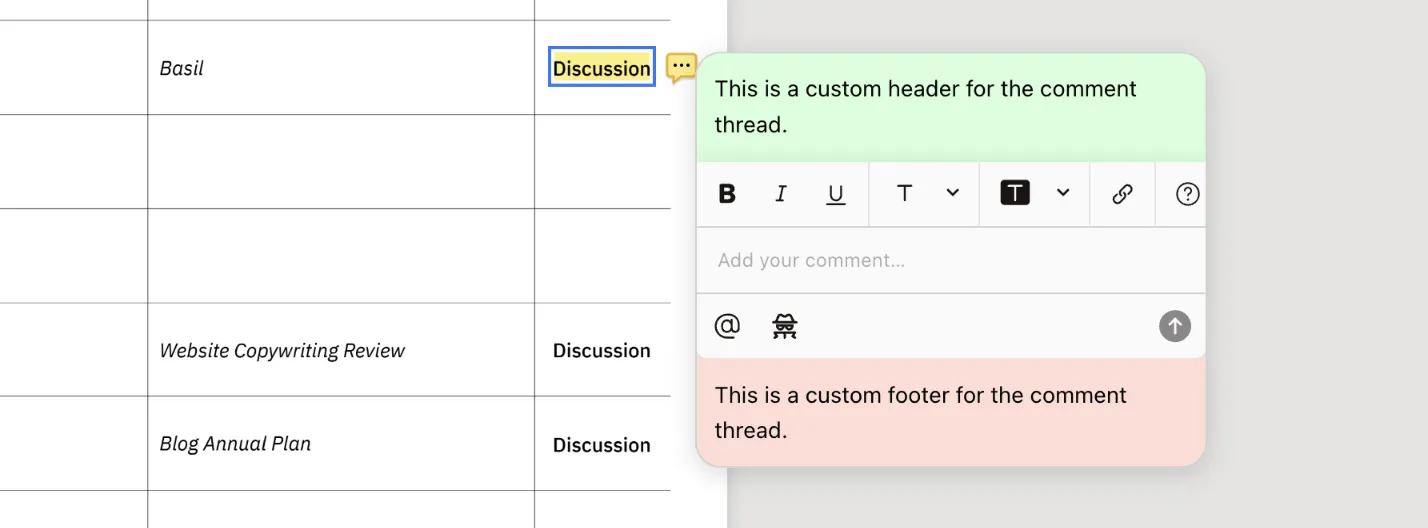 Customizing nested slots in Comment Thread UI