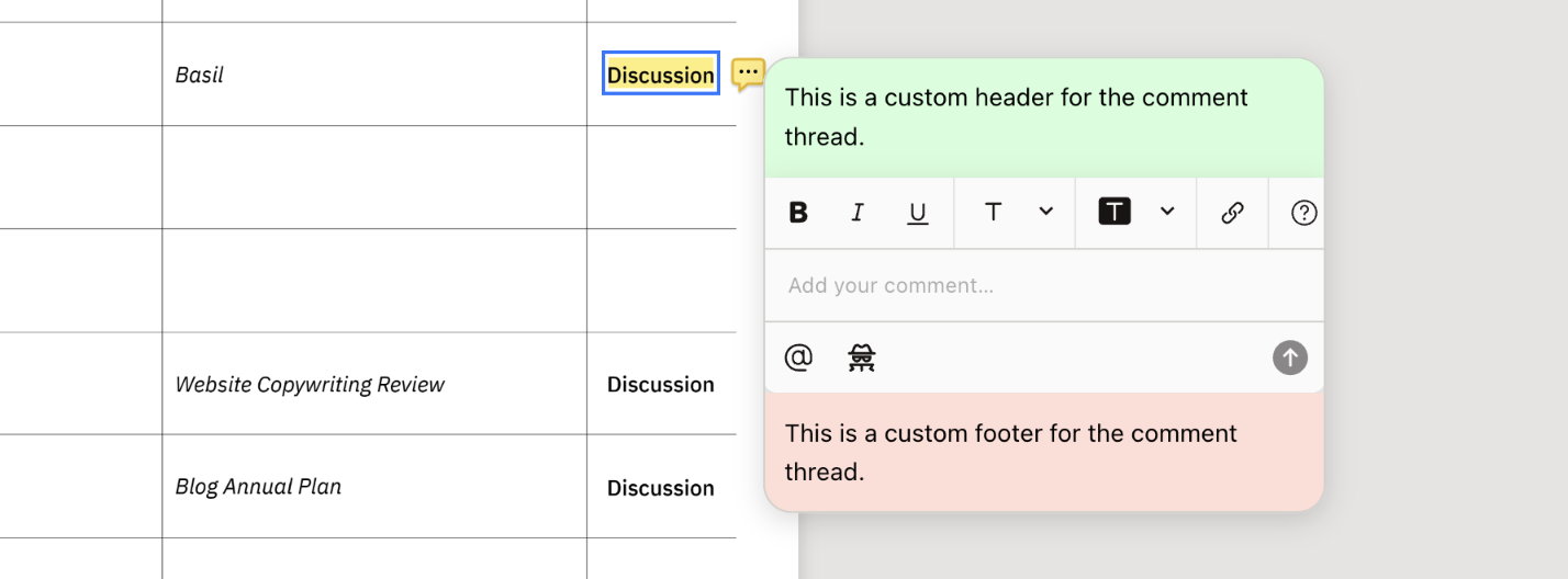 Customizing nested slots in Comment Thread UI