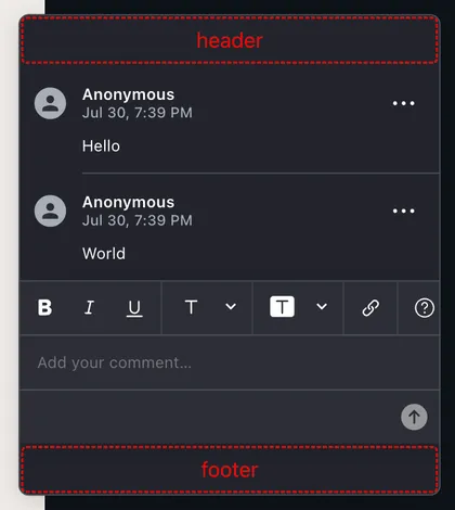 Comment thread slots marked