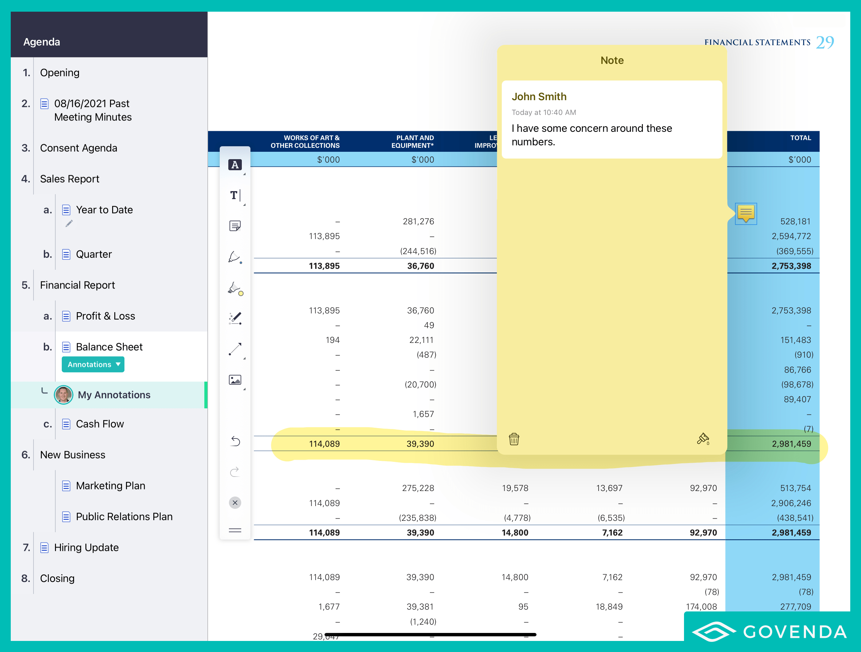 Screenshot showing a note annotation