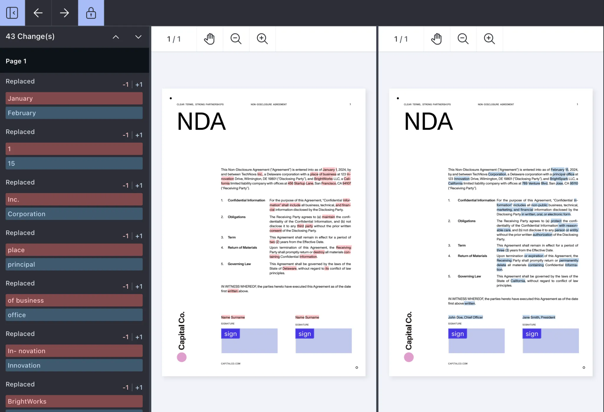Default UI of Text Comparison.